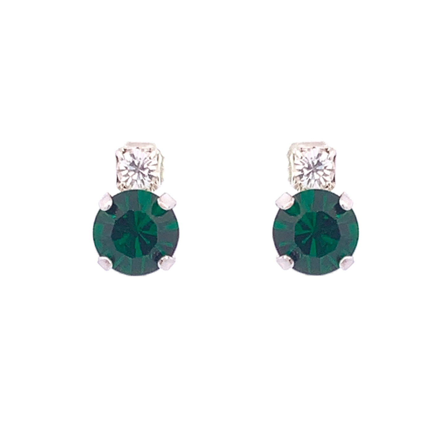 Emerald stud earrings silver