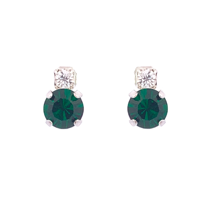 Emerald stud earrings silver