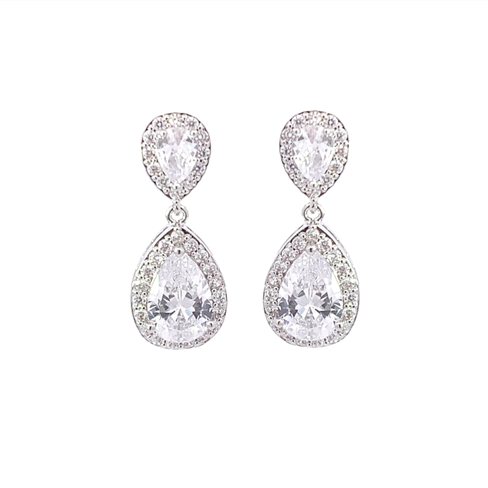 crystal teardrop wedding earrings silver