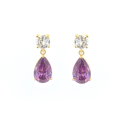 February birthstone crystal stud earrings gold