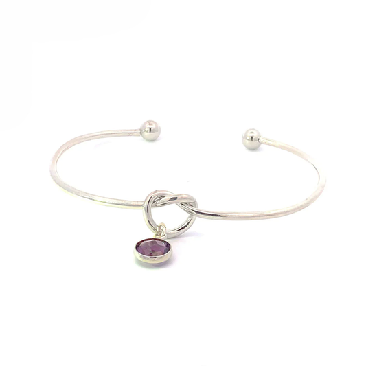 February birthstone knot bracelet silver