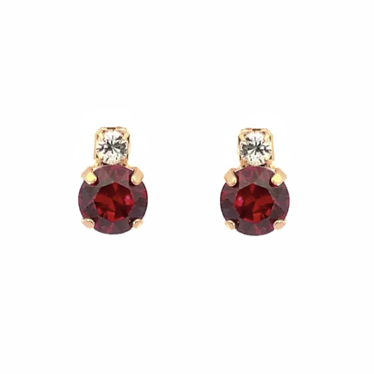 Garnet stud earrings gold