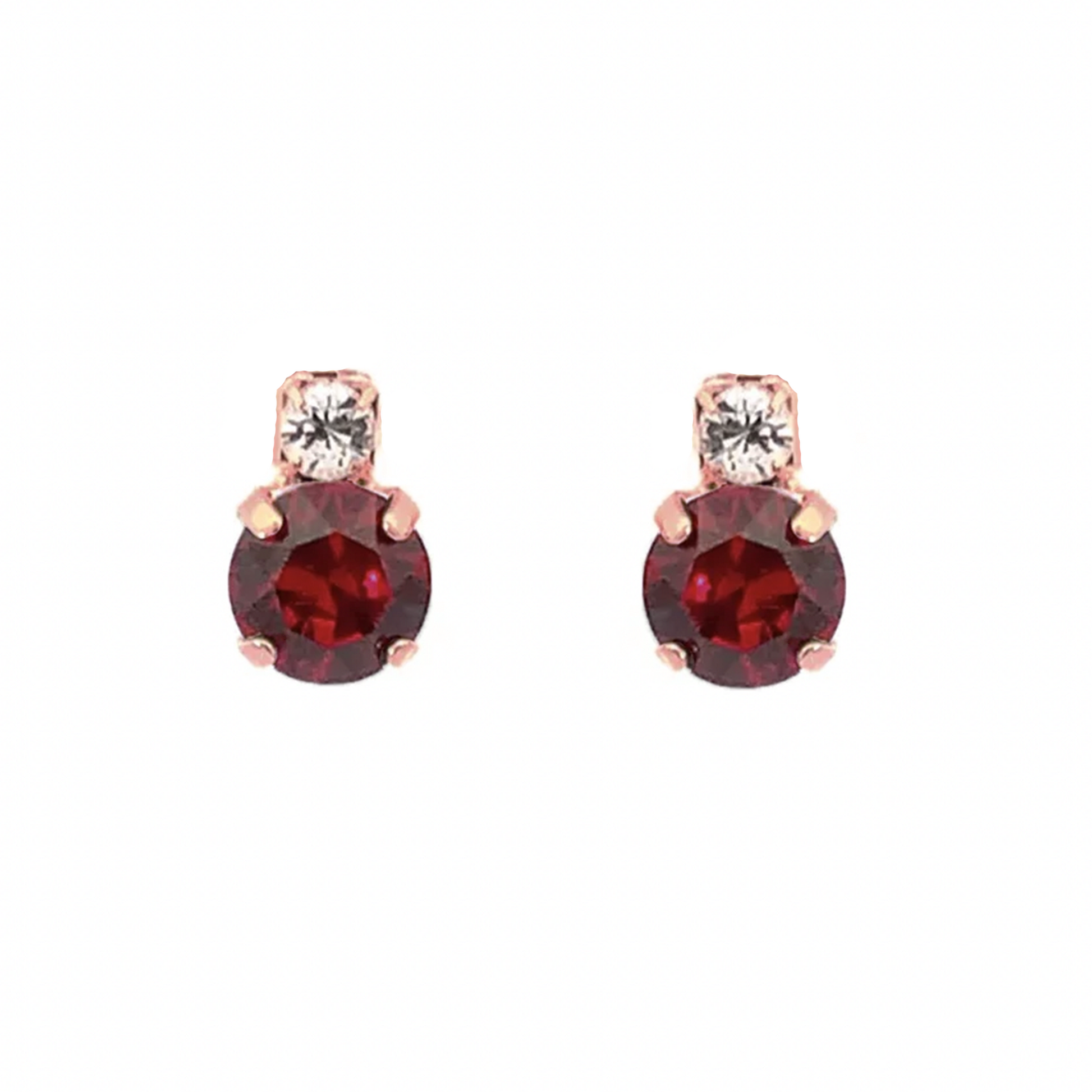 Garnet stud earrings rose gold
