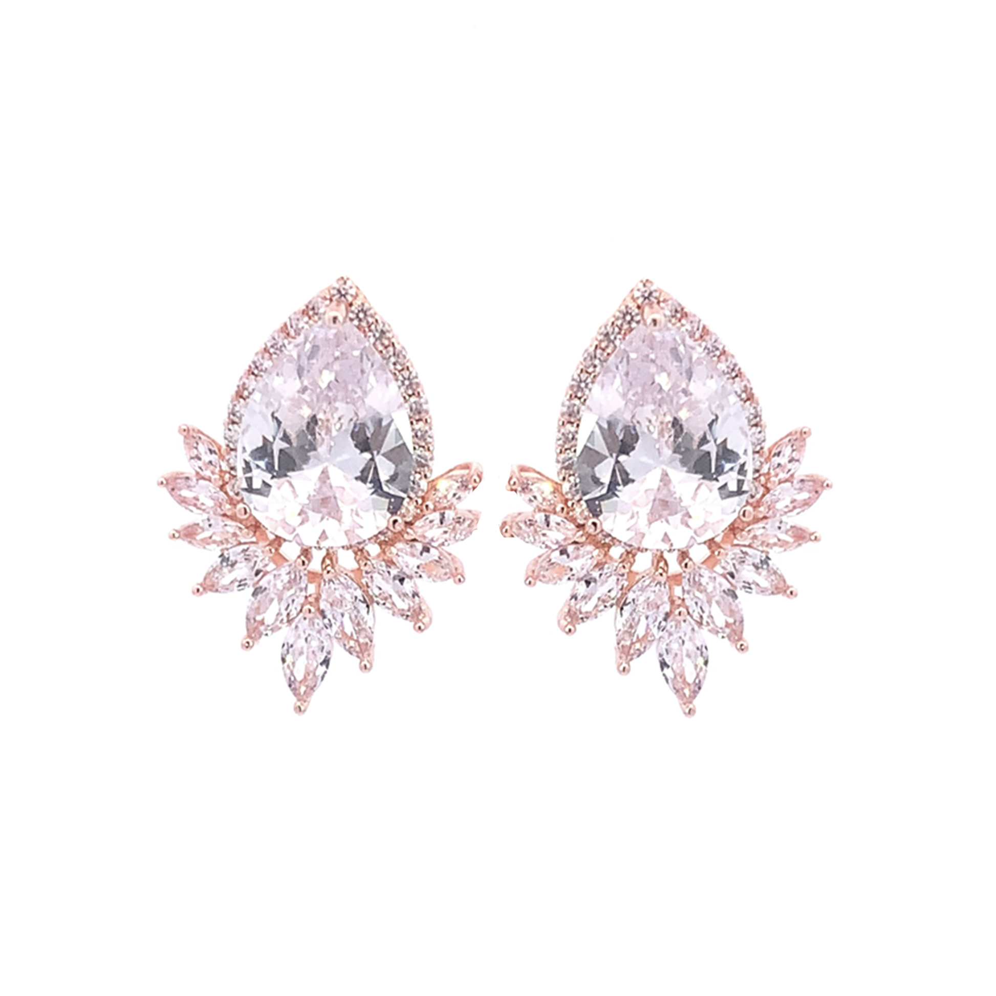statement bridal earrings in rose gold