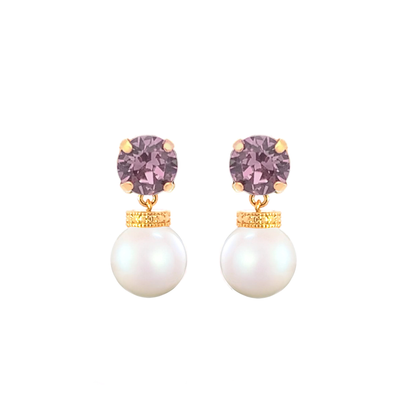 Alexandrite pearl drop earrings gold