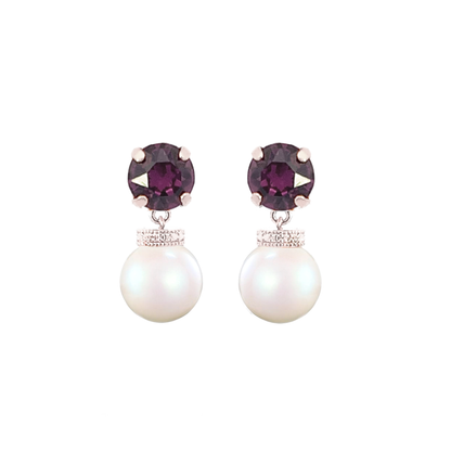 Amethyst pearl drop earrings silver