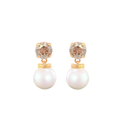 Golden topaz pearl drop earrings gold