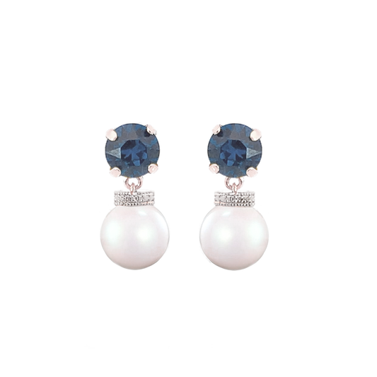 Sapphire pearl drop earrings silver