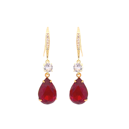 July birthstone long earrings gold