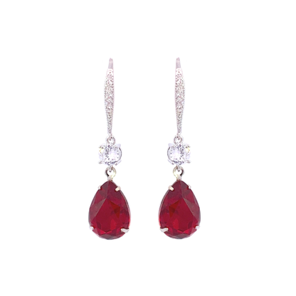 July birthstone long earrings silver