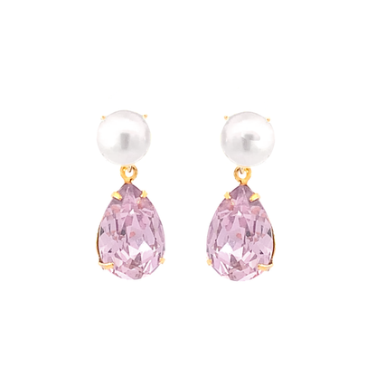 June birthstone pearl earrings gold