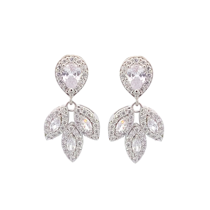 laurel leaf bridal earrings silver