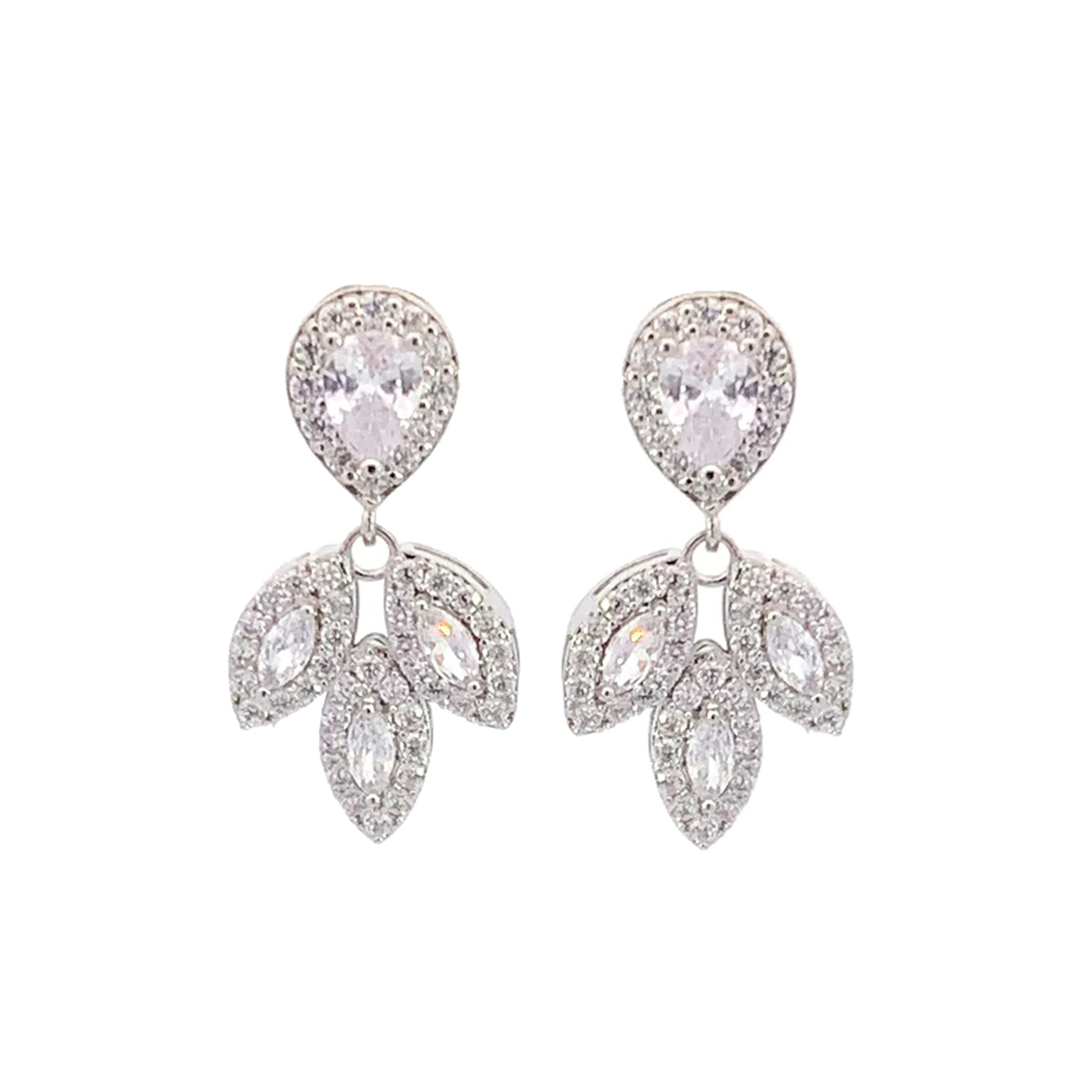 laurel leaf bridal earrings silver