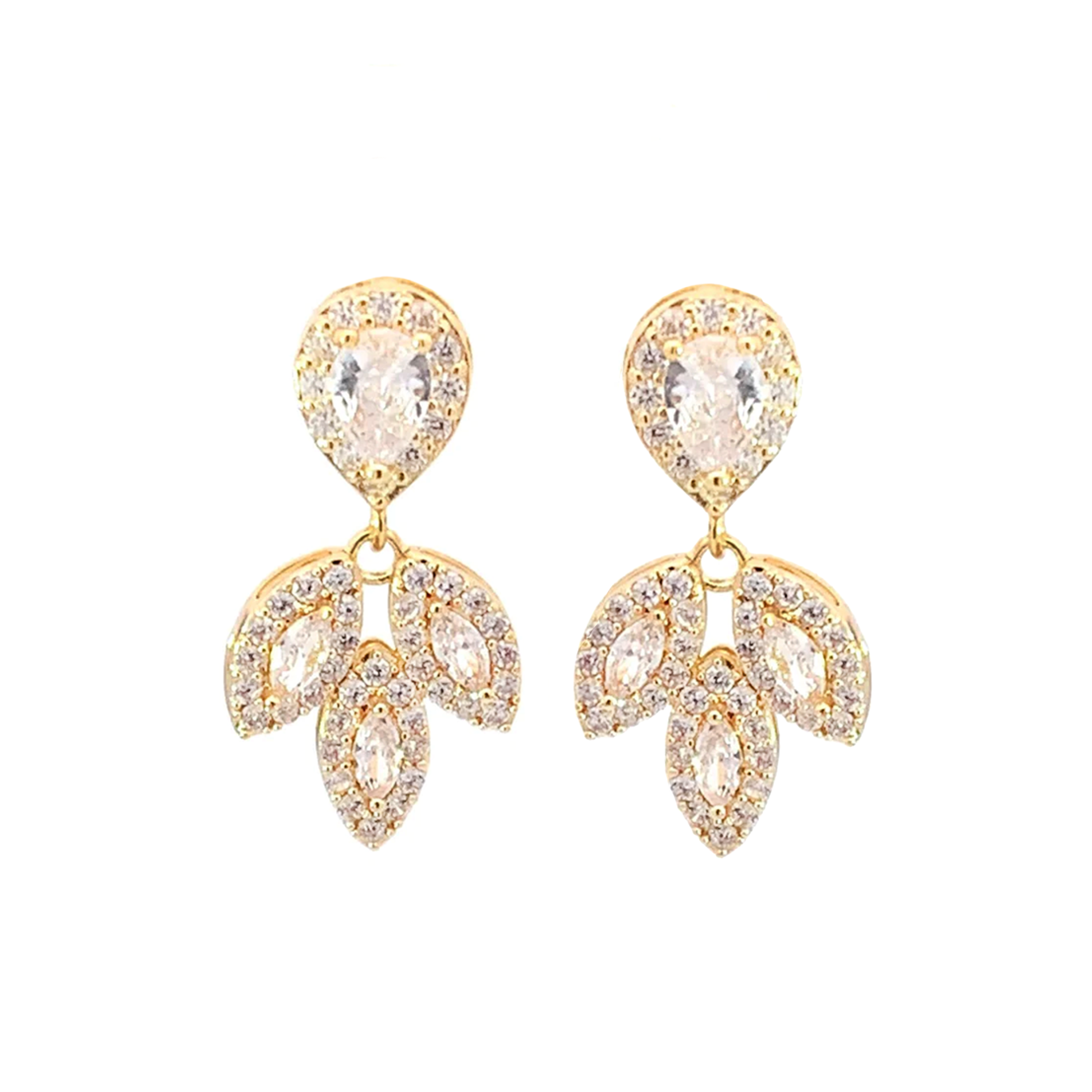 laurel leaf bridal earrings gold