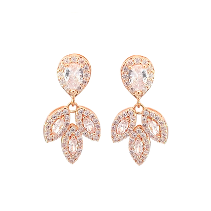 laurel leaf bridal earrings rose gold
