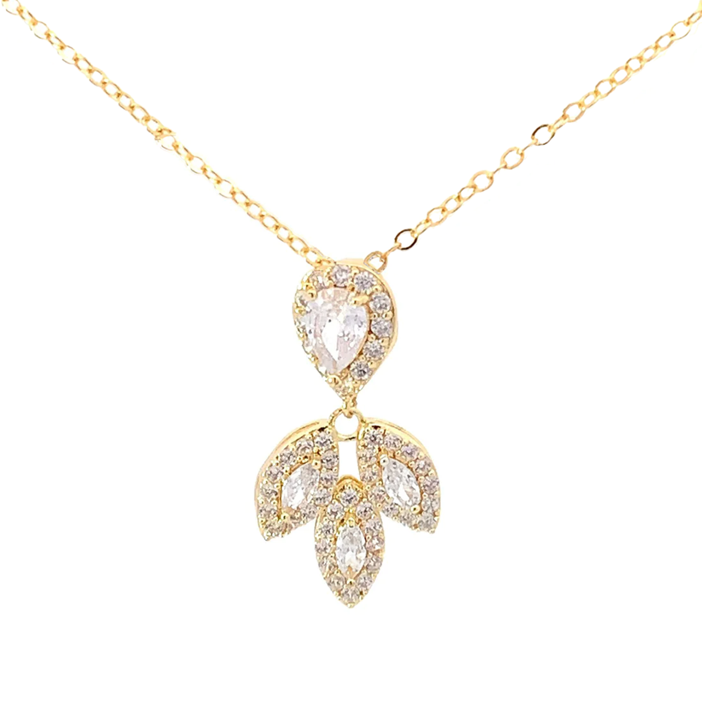Laurel leaf bridal necklace gold