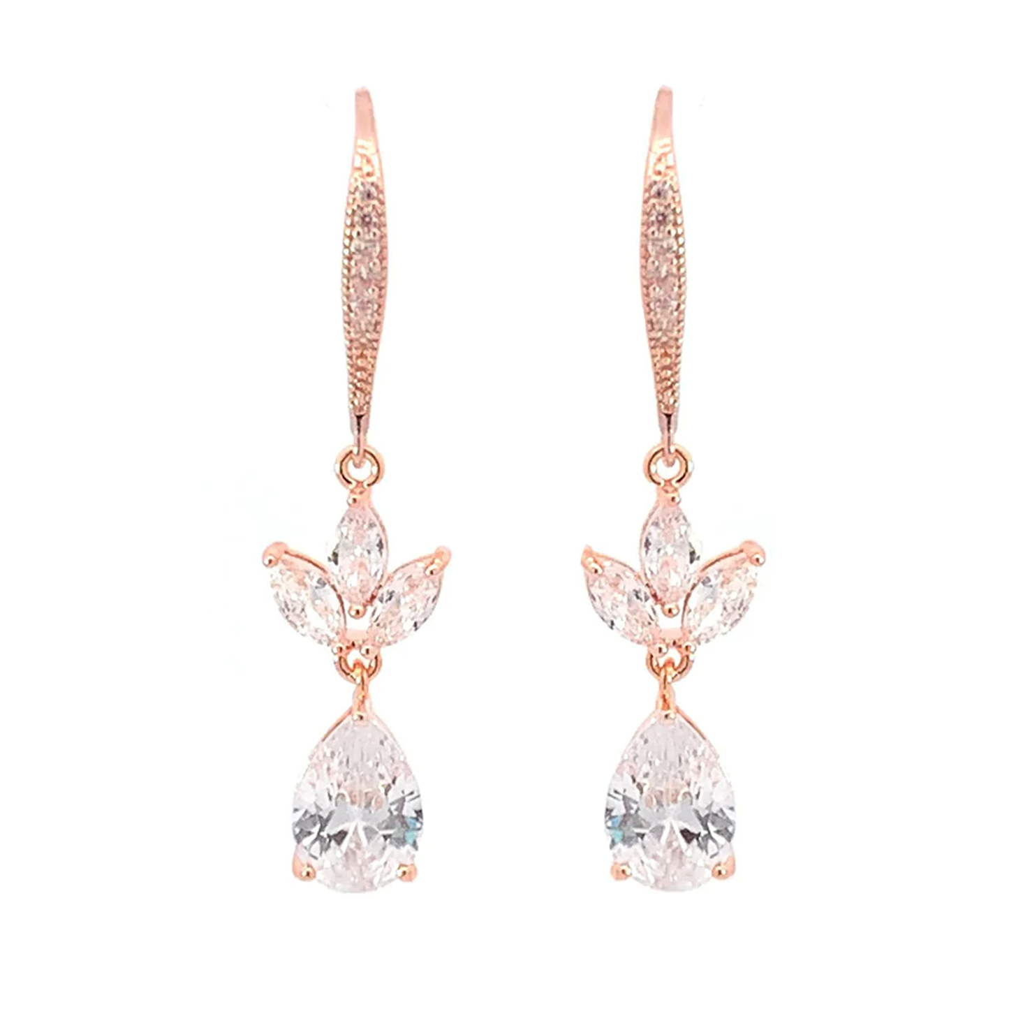 crystal drop earrings rose gold