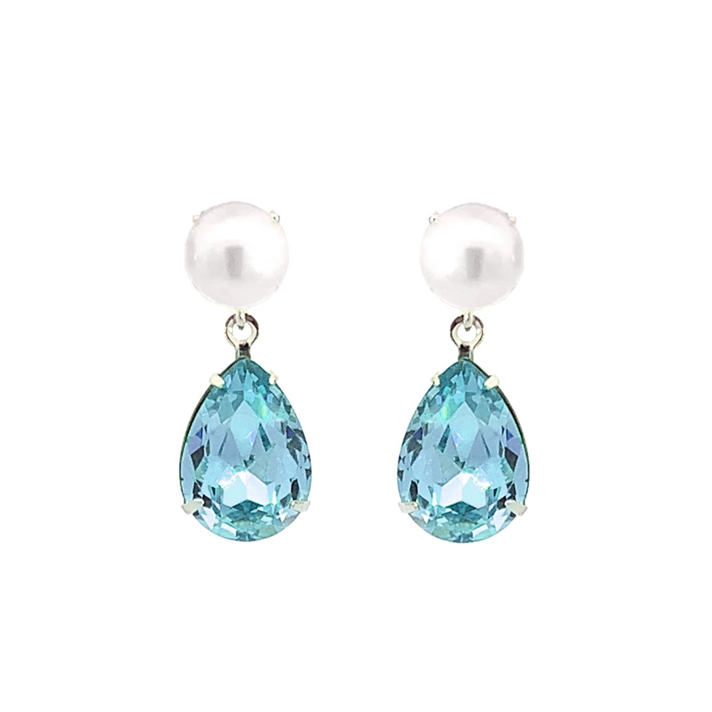 march birthstone pearl drop earrings silver