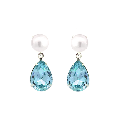 march birthstone pearl drop earrings silver