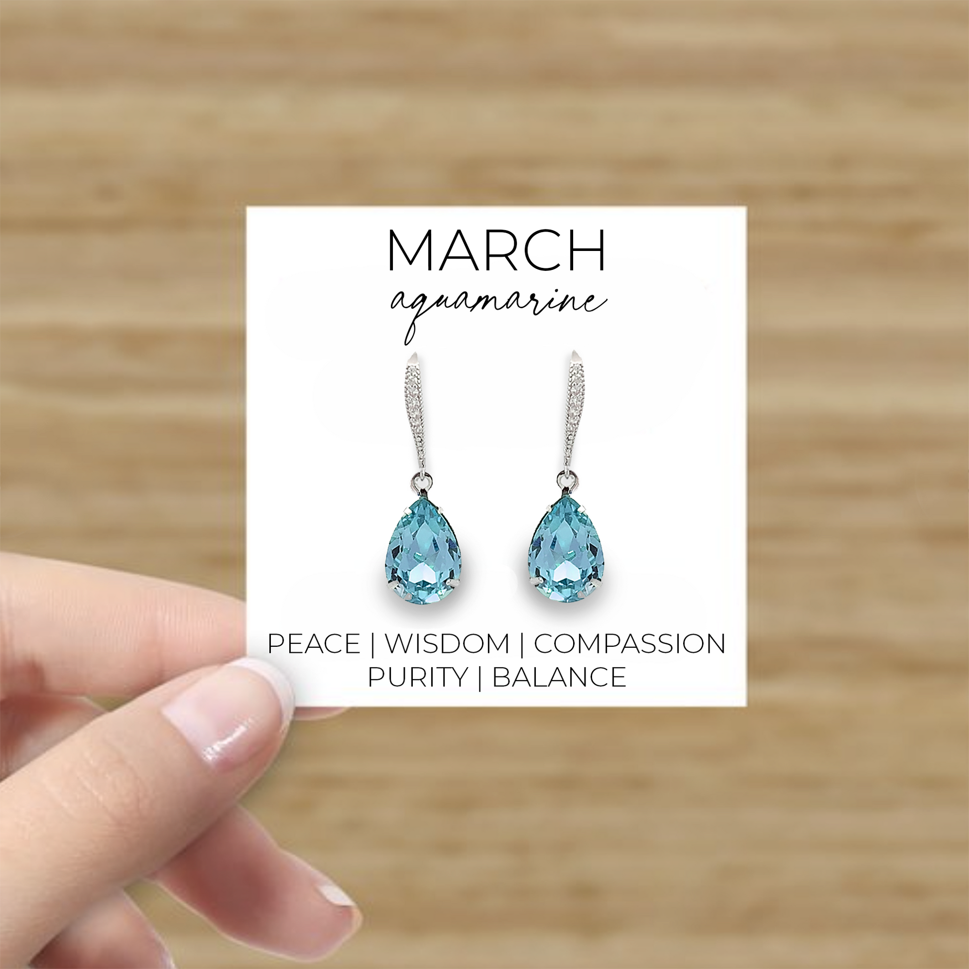 Earring display card for the month of March