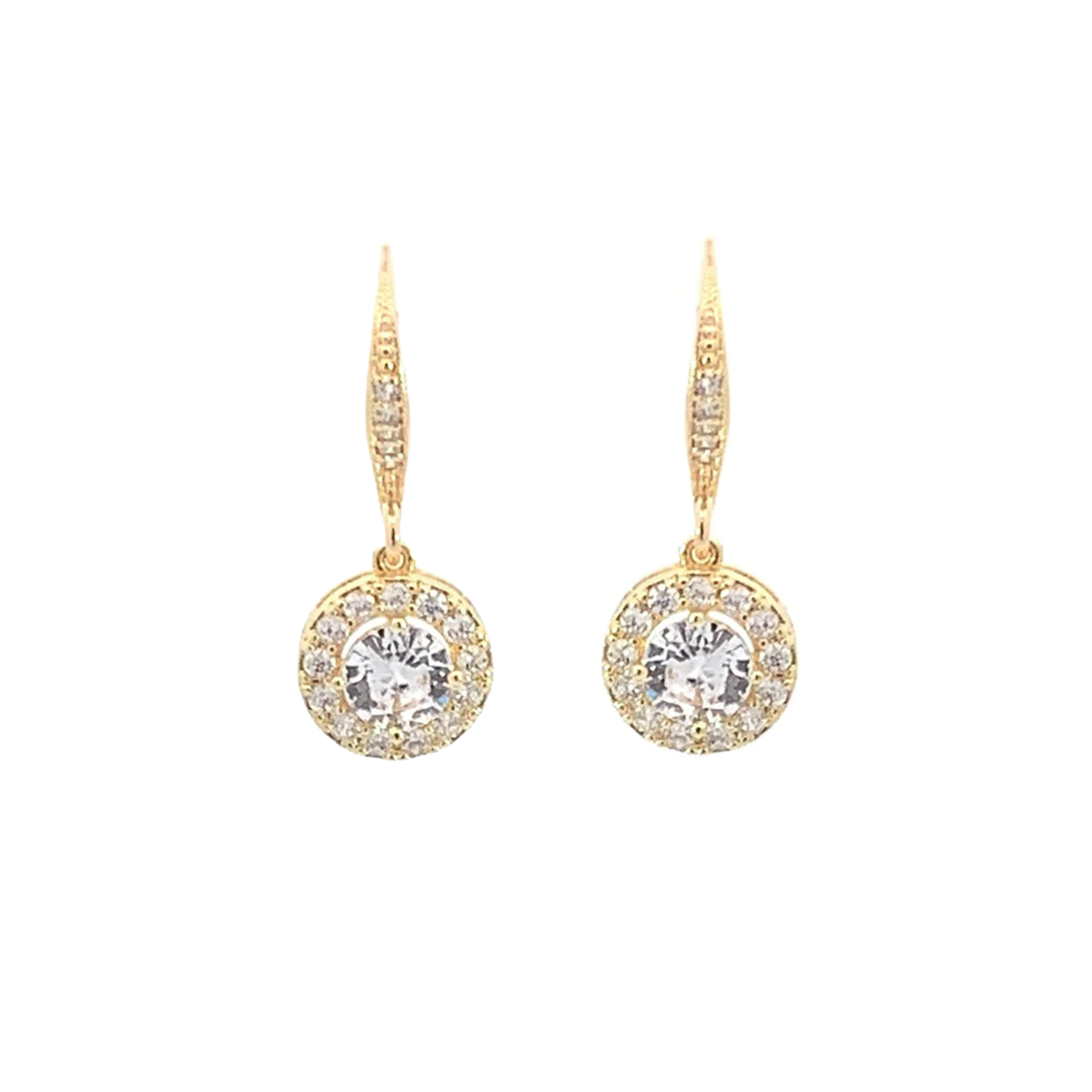halo drop bridal earrings gold