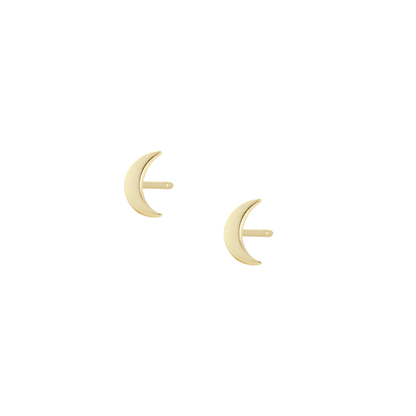 moon stud earrings gold