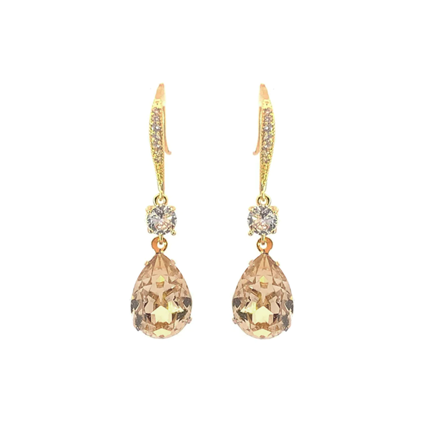 November birthstone long earrings gold