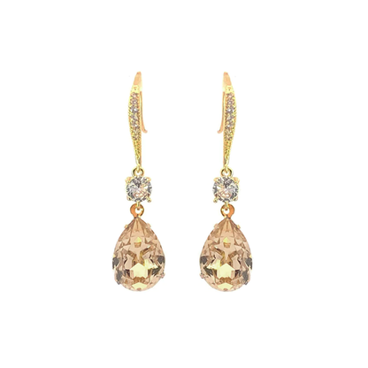 November birthstone long earrings gold