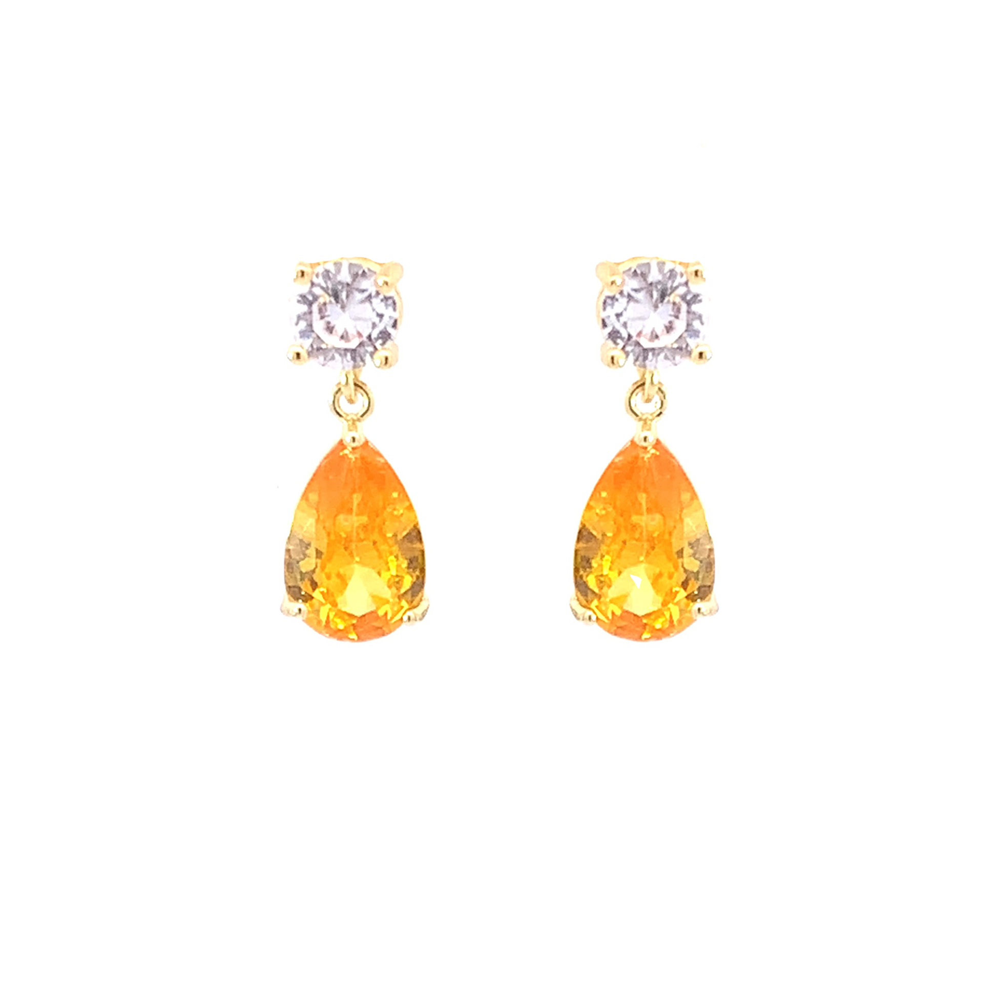 November birthstone pear drop earrings gold