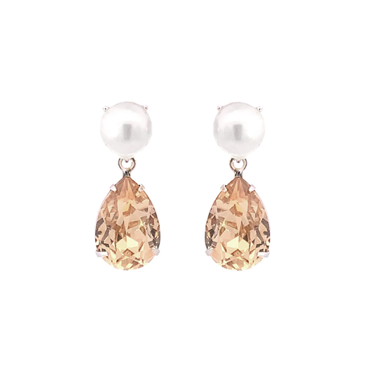 November birthstone pearl earrings silver