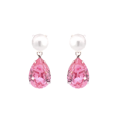 October birthstone pearl earrings silver