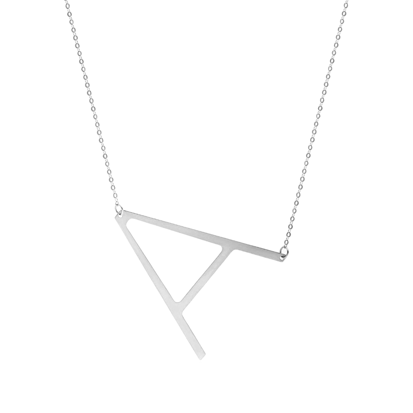 Oversized initial necklace silver