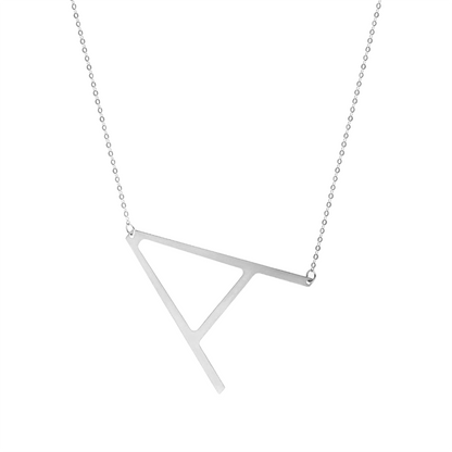 Oversized initial necklace silver
