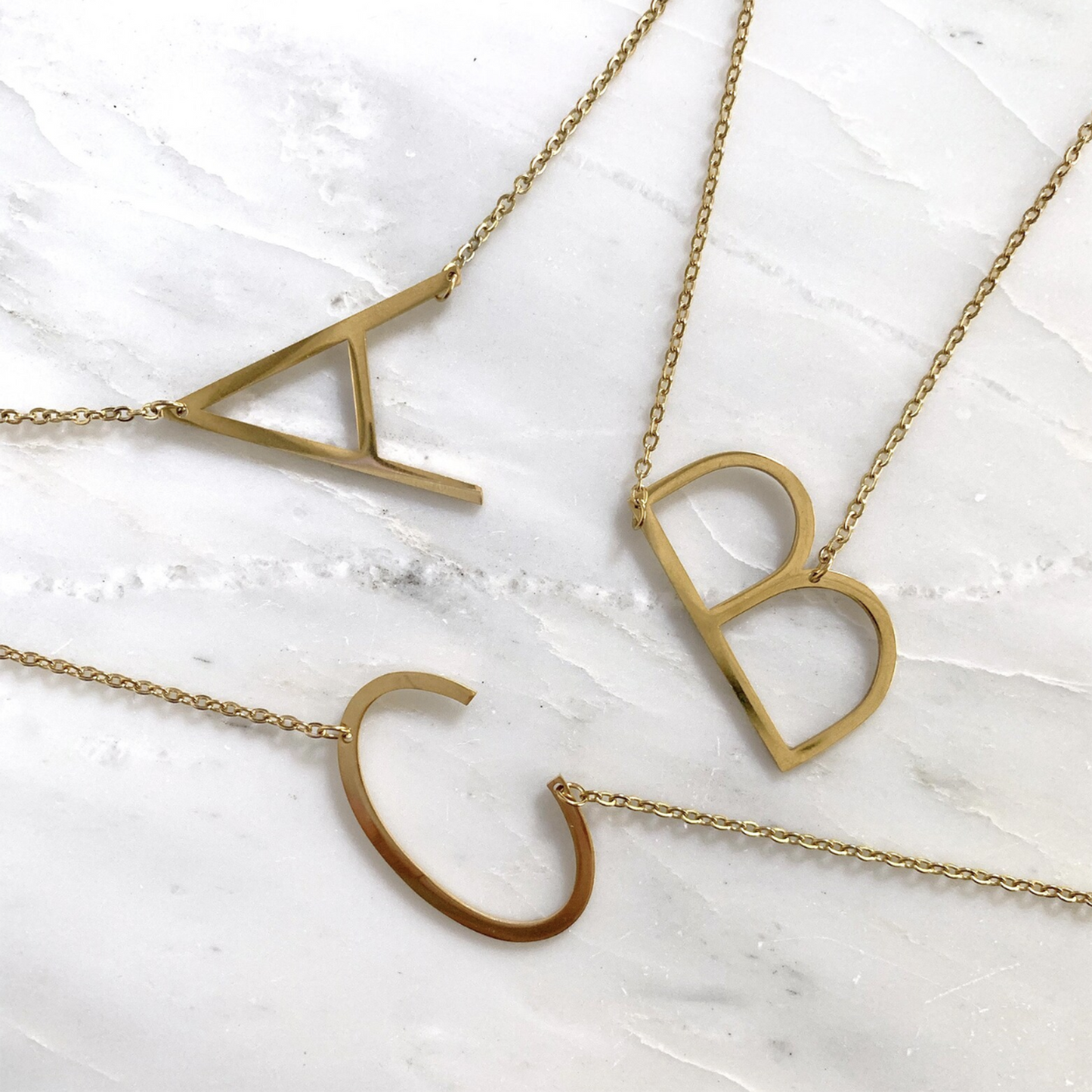Oversized initial necklace gold