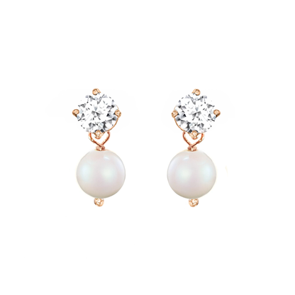 Paris pearl drop earrings rose gold