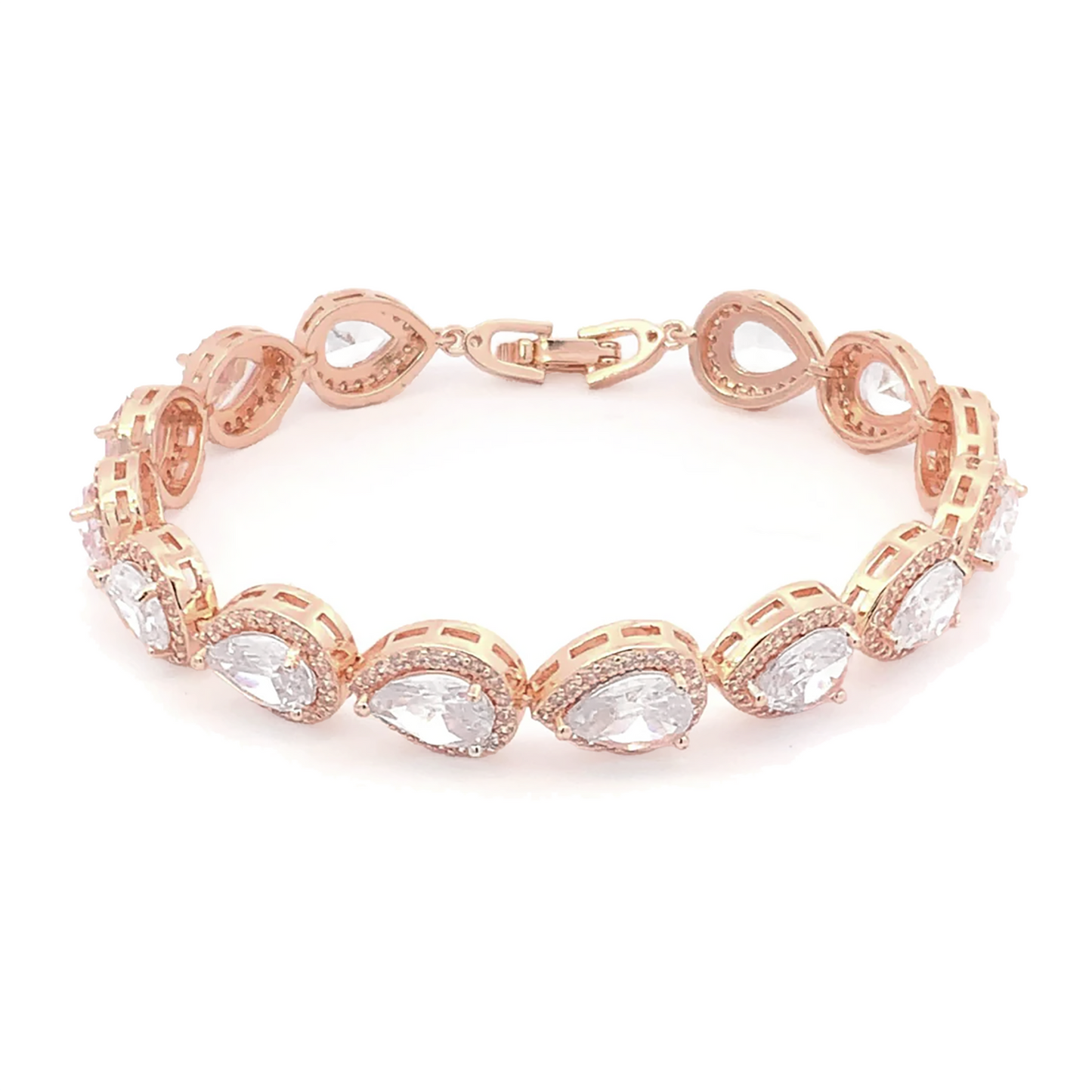 pear shaped bridal bracelet rose gold