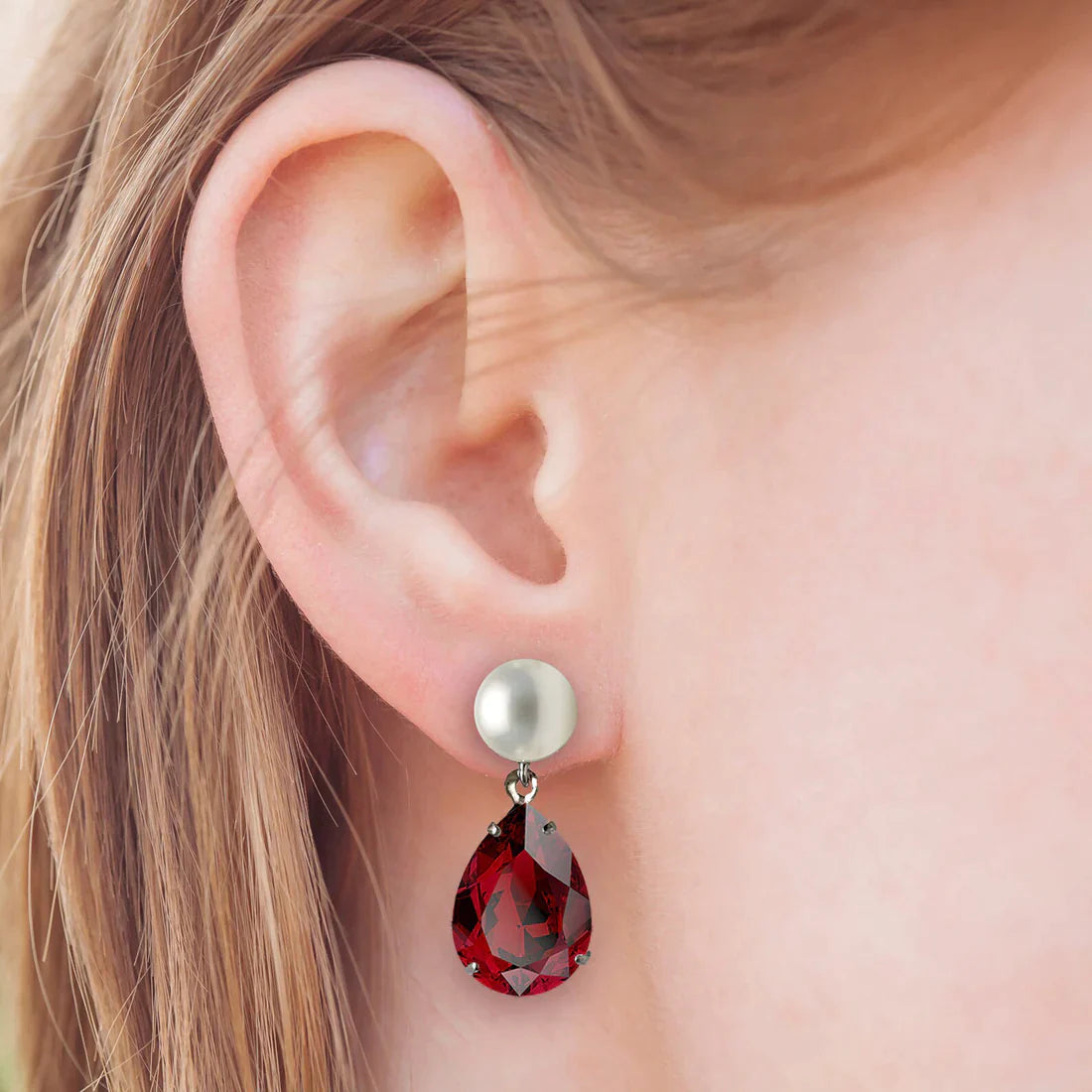 January birthstone pearl earrings silver