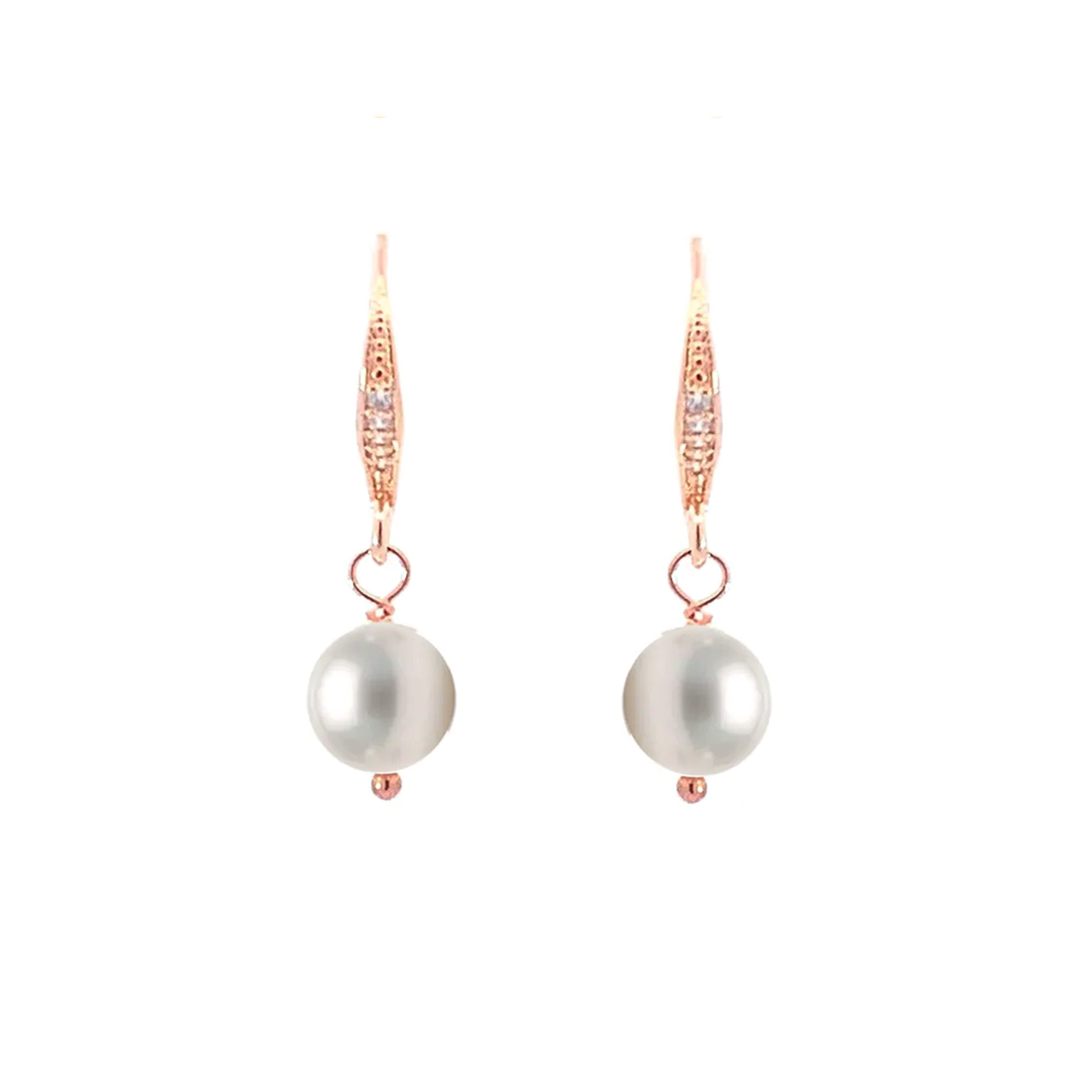 simple pearl drop earrings rose gold