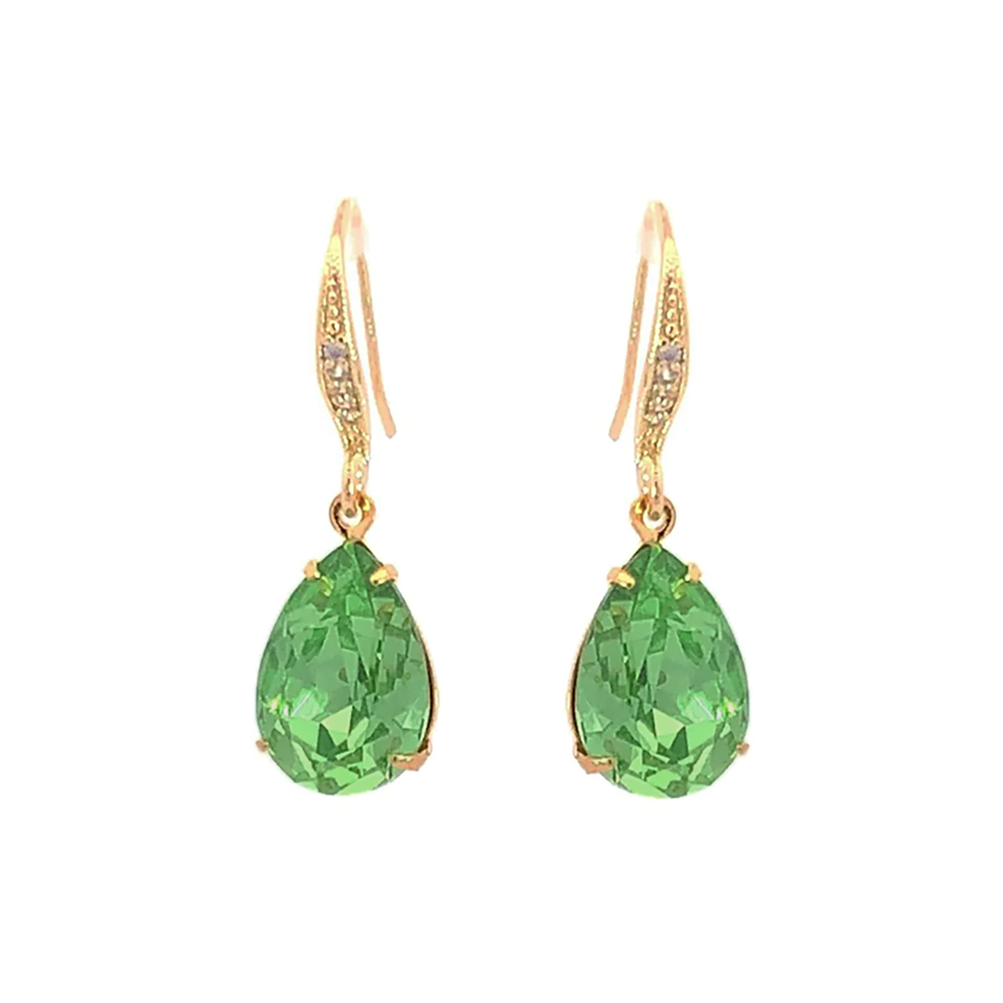 peridot crystal teardrop earrings gold