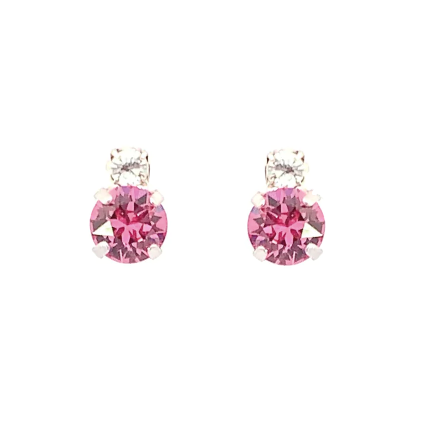 Pink tourmaline stud earrings silver