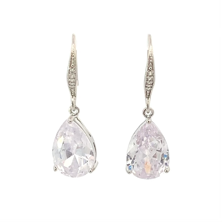 classic teardrop bridal earrings silver