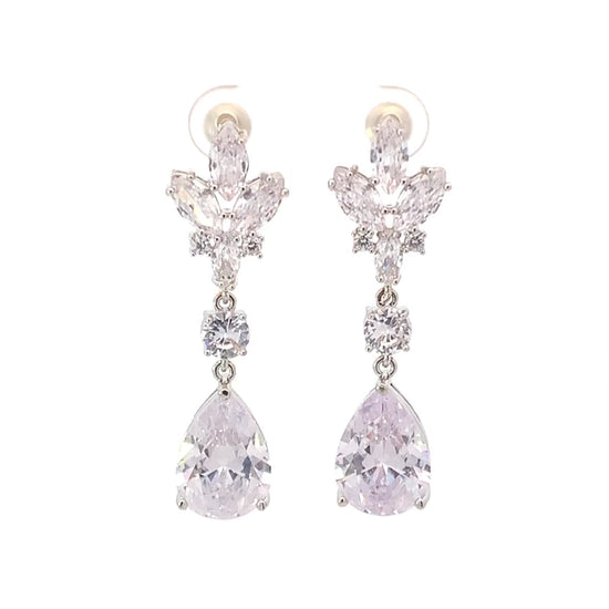 chandelier bridal earrings silver