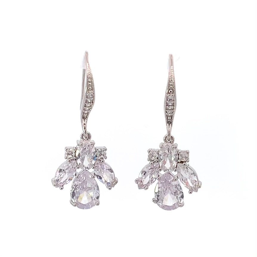 crystal cluster drop earrings silver