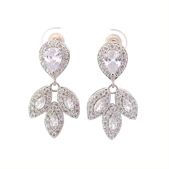 laurel leaf bridal earrings silver