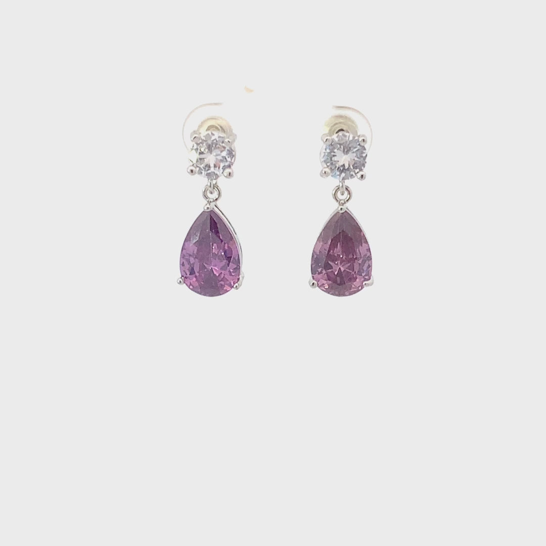 February birthstone crystal stud earrings silver