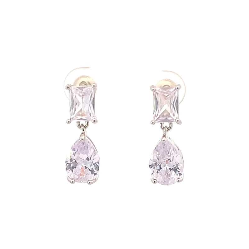 crystal drop bridal earrings silver