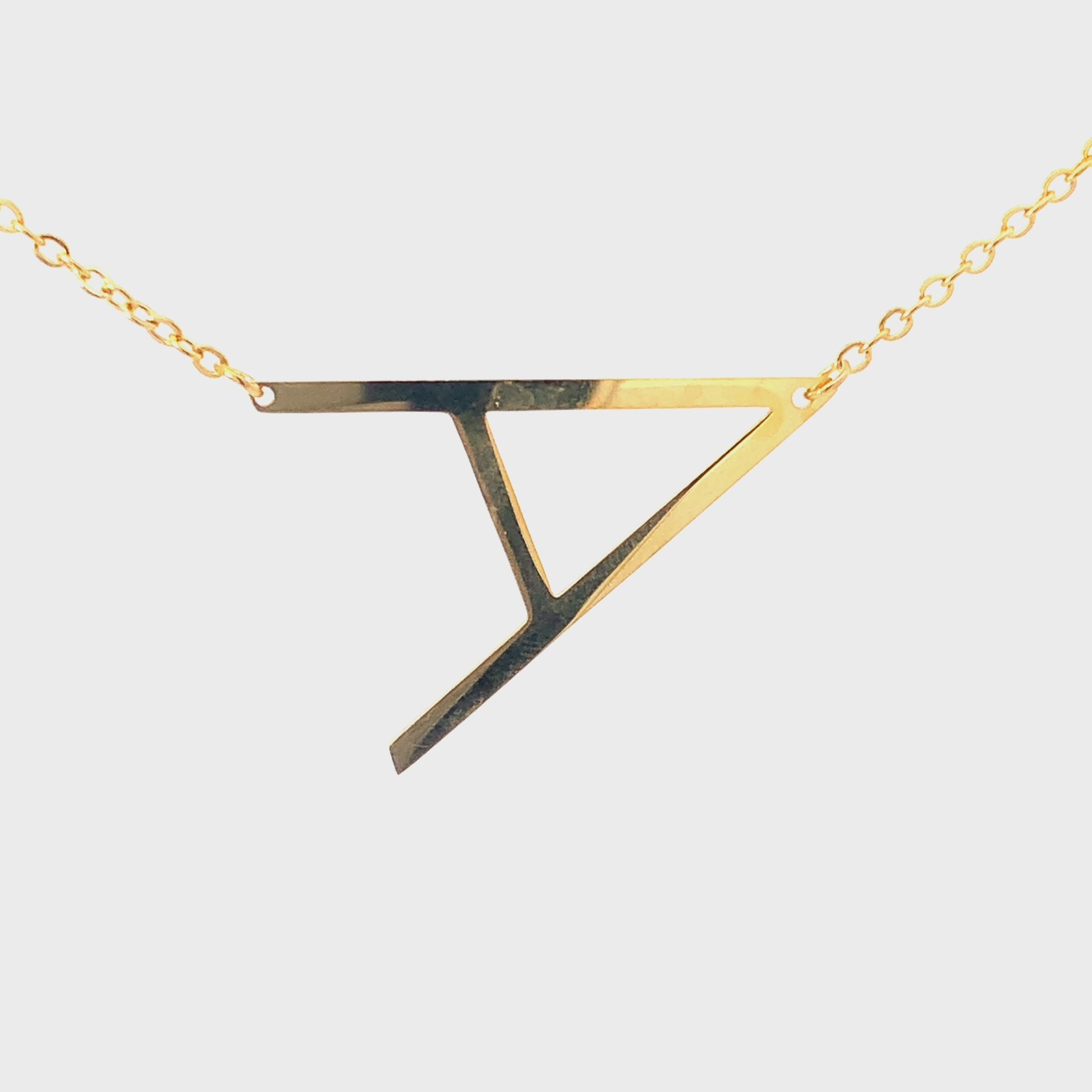 Oversized initial necklace in gold