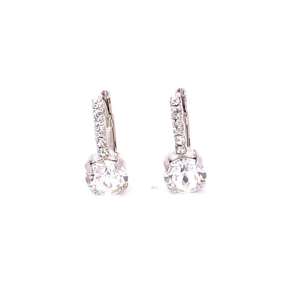 Simulated diamond pave bridesmaid earrings silver