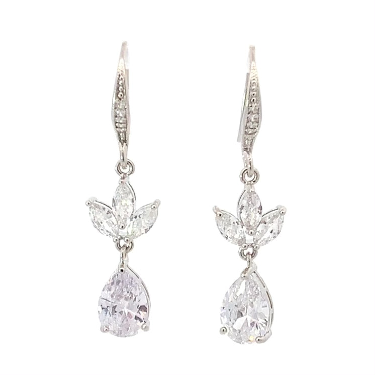 crystal drop earrings silver