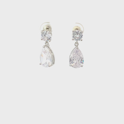 April birthstone crystal stud earrings silver